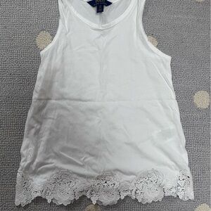Ralph Lauren Girls white tank with crochet/lace trim size small